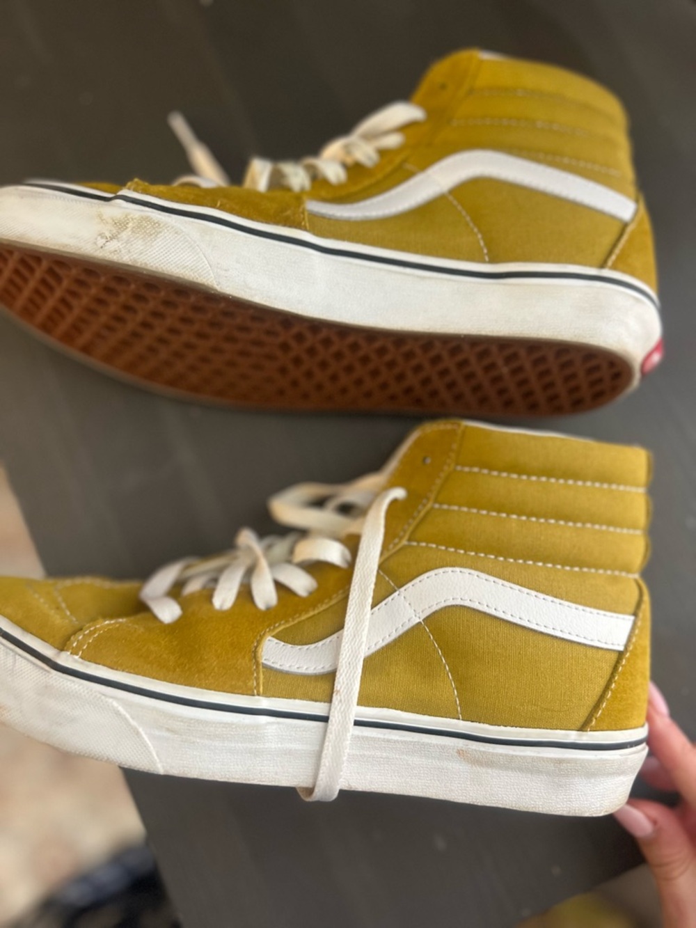 Vans Kids High-Top Sneakers in Mustard Yellow with White Stripe